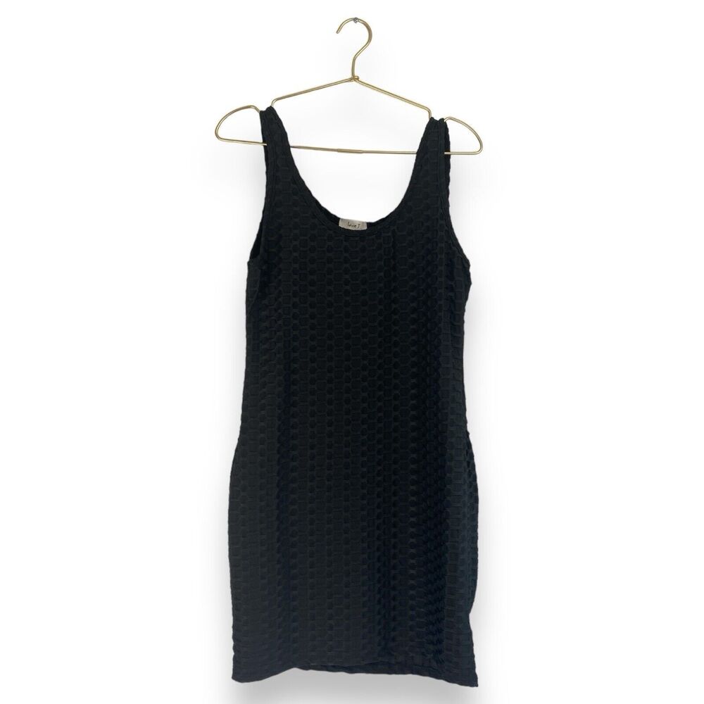 Black Bodycon Midi Dress Womens XL Textured Sleeveless Stretch Love J 266‎